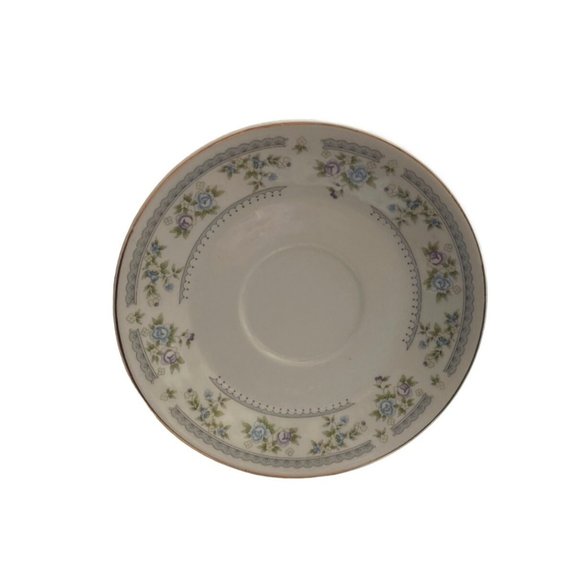 Vintage China Saucer‎ - Floral Design in White, Pink, & Blue - 6 Inches Round - Picture 2 of 5